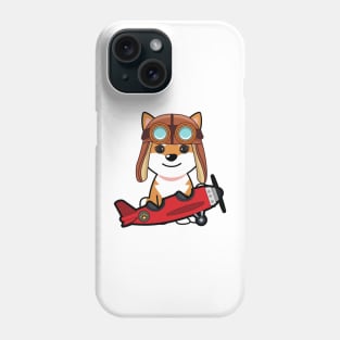 Cute orange dog is in a vintage airplane Phone Case