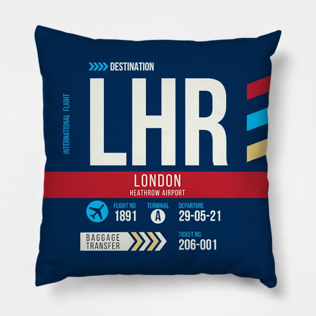 London (LHR) Airport Code Baggage Tag C Pillow by SLAG_Creative