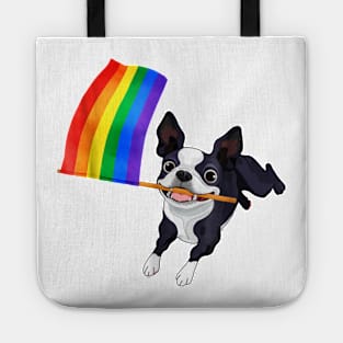 Boston Terrier Gay Pride Flag Tote