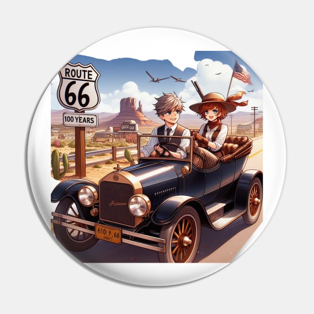 Route 66 Model T Bonnie & Clyde Centennial Pin by Battlefoxx Living Earth