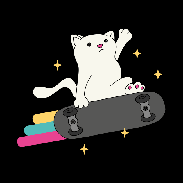 Funny Skater Cat Rainbow Skateboard by Foxxy Merch