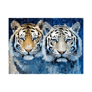 Tiger Animal Art Decor Paint Mosaic T-Shirt