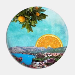 Orange Sun - Surreal/Collage Art Pin