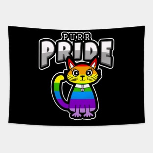 Rainbow Cat Purr Pride Quote Tapestry