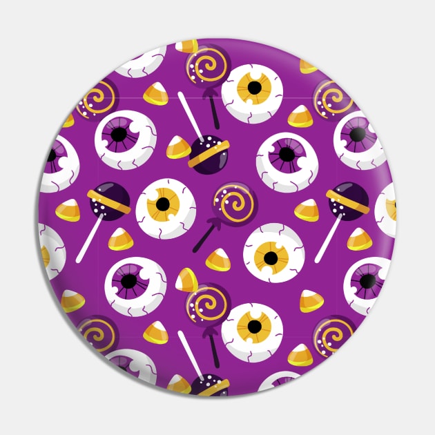 Eyeball Candy Corn Lolly Pop Halloween Cute Spooky Fun Creepy Pattern Design Pin by OfficialTeeDreams