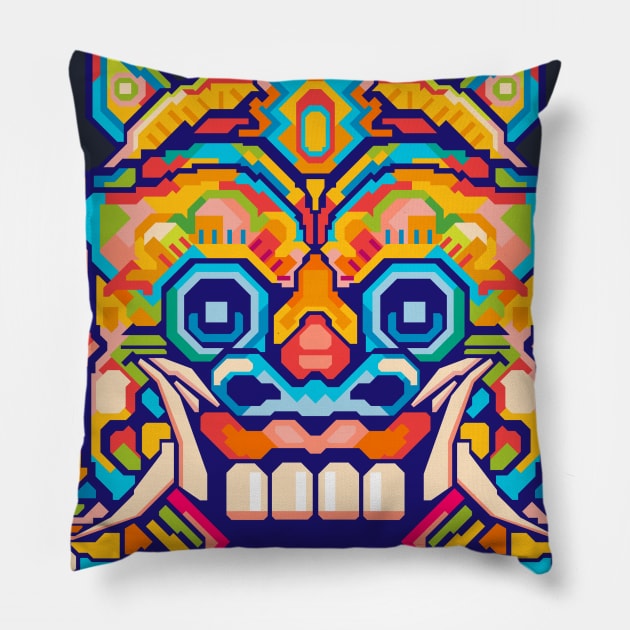 BARONG HEAD ILLUSTRATION Pillow by mrcatguys