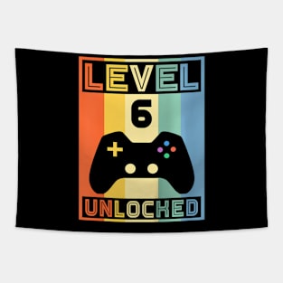 Kids Level 6 Unlocked Video Gamer 5th Birthday Gaming Tapestry