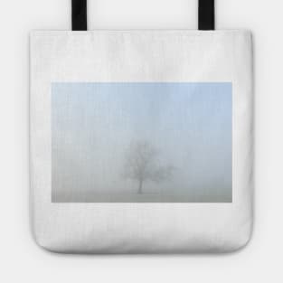 Morning Mist And A Lone Tree Tote