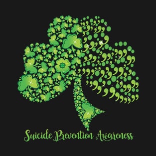 Suicide Prevention Awareness Semicolon Lucky Shamrock T-Shirt