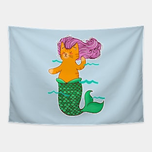 Mermaid Cat Mer Cat Catfish Tapestry