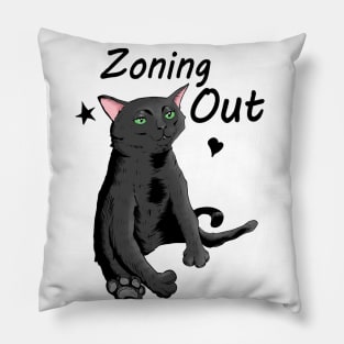 Black Cat Zoning Out Pillow