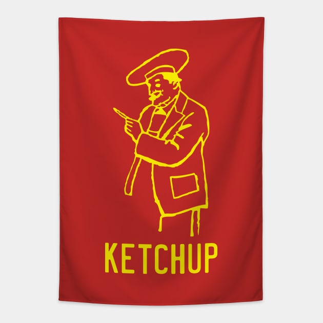 Retro Ketchup Bottle Tapestry by GloopTrekker