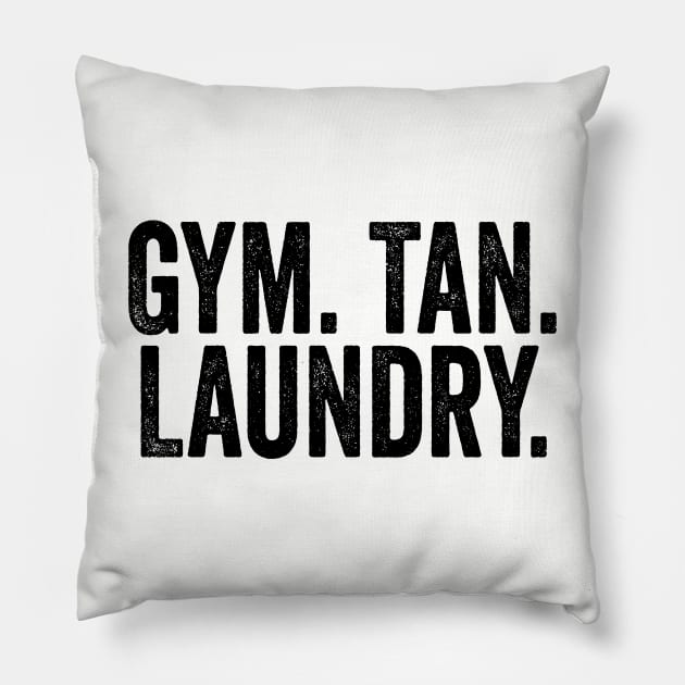 Gym Tan Laundry Black Pillow by GuuuExperience