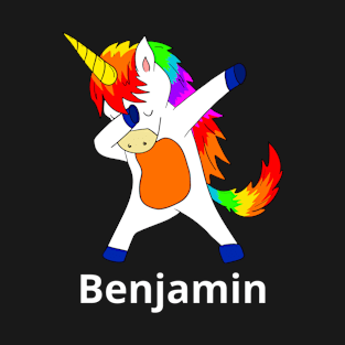 Benjamin First Name Personalized Dabbing Unicorn T-Shirt