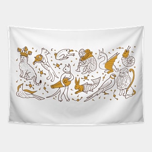 Cute Medieval Animals illustration Tapestry