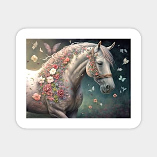 Horse with Flowers & Butterflies Magnet