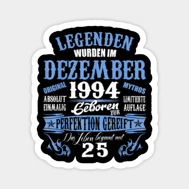 Geschenk Zum 25 Geburtstag Jahrgang 1994 Dezember 25 Jahre 25