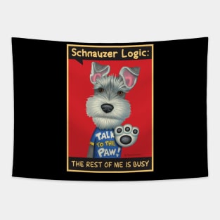 Schnauzer wearing blue shirt Tapestry