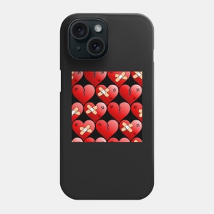 broken heart pattern on black Phone Case