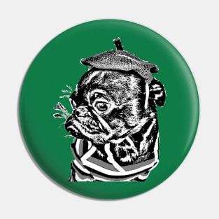 pug dog face t shirt Pin