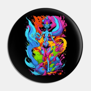 Evil genie color mix candy color splash style abstract art Pin