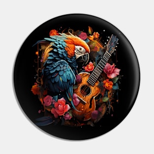 Parrot Playing Guitar Pin