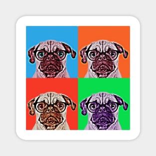 Geek Pug in Pop Art Portrait ( 4 Colors ) Magnet