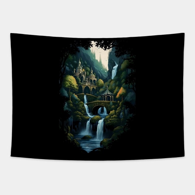 Valley Sanctuary - Last Homely Home - Fantasy Tapestry by Fenay-Designs