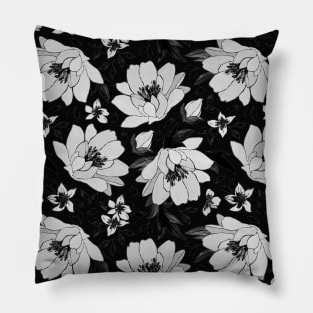 black and white flower pattern classy elegant fancy pattern Pillow