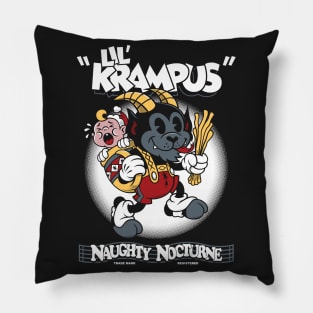 Lil Krampus - Vintage Cartoon Christmas - Creepy Cute Rubber Hose Pillow