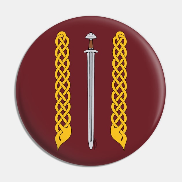 Viking Sword and Plaitwork Pin by AzureLionProductions