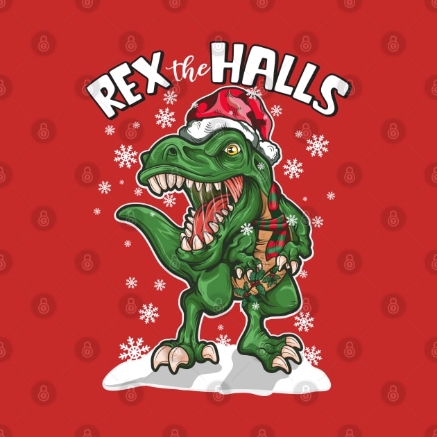 T Rex the Halls Christmas Dinosaur T-Rex by RAWRTY ANIMALS