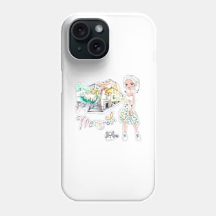 Fashionable girl and cute cat in Manarola Phone Case