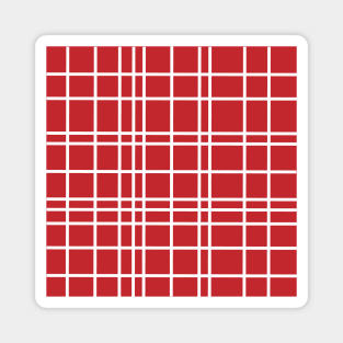 White Plaid Over Red Magnet