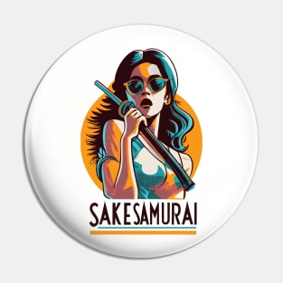 Sake Samurai Japan - Japanese Vintage Food Art Pin