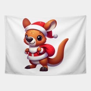 Cute Kangaroo Santa Christmas Tapestry