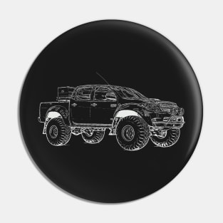 Hilux Explorer Truck Wireframe White Pin