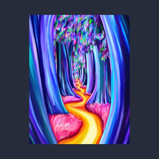 Psychedelic Trippy Tree Forest Path by Art by Deborah Camp