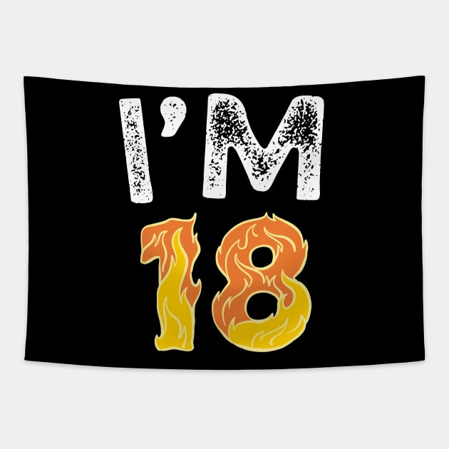 I'M 18 Happy 18 Birthday gifts Tapestry by ARTA-ARTS-DESIGNS