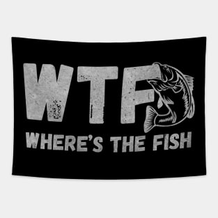 Funny WTF Where Is The Fish Fishing Fishermen Vintage Shirt Tapestry