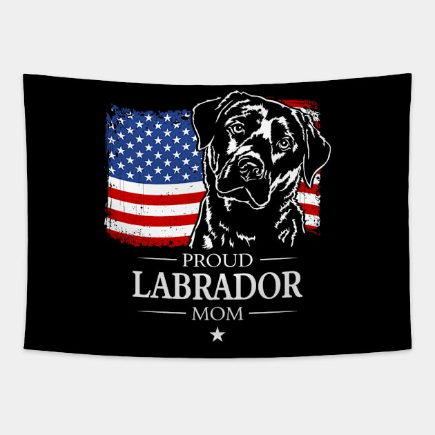 Proud patriotic Labrador Mom American Flag dog Tapestry by wilsigns