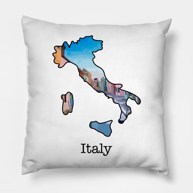 Map of Italy Pillow by Playful Creatives