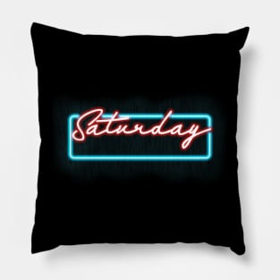 Saturday Neon Sign KoolCat Pillow