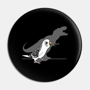 t-rex dinosaur shadow - white budgie Pin