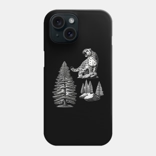 Mountain Majesty: Fir, Granite, and Roaring Leopard Phone Case