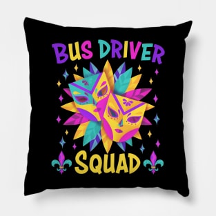 Bus Driver Squad Mardi Gras Carnival Costume Tee - Perfect for Parade Kings and Beads Pillow