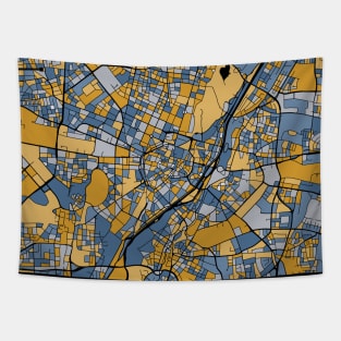 Munich Map Pattern in Blue & Gold Tapestry