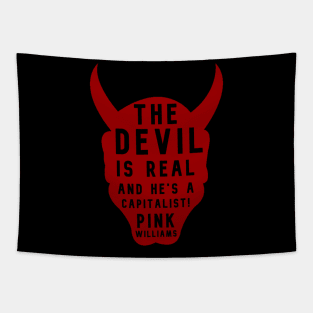 THE DEVIL IS REAL Punk Cutout (Red) Tapestry