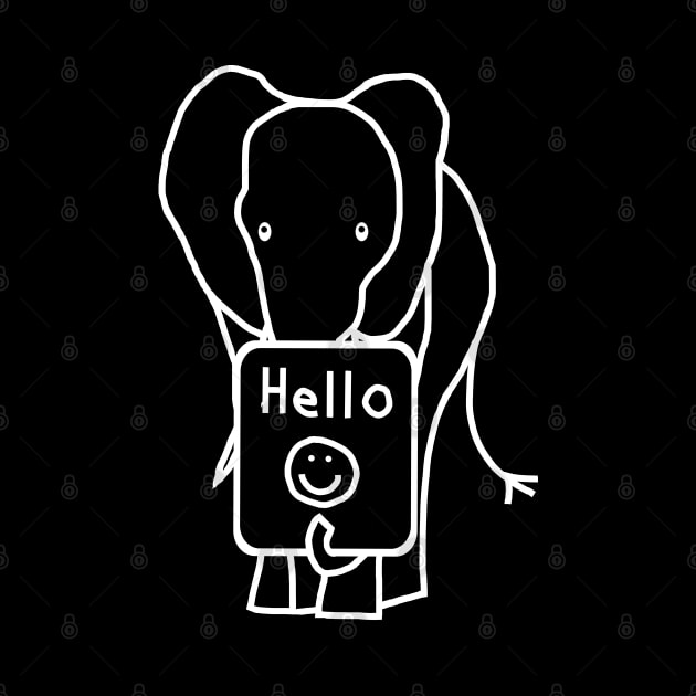 White Line Elephant says Hello by ellenhenryart