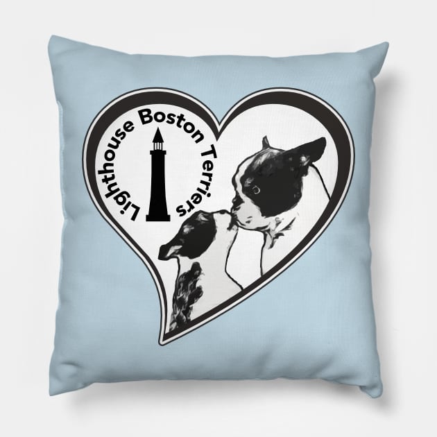 Lighthouse Boston Terriers, Grey Designs Pillow by cannibaljp